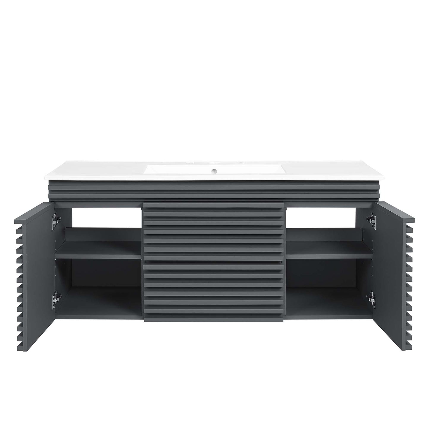 Modway Outlet Render 48" Wall-Mount Bathroom Vanity by Modway  Bathroom Furniture Gray White - EEI-5801-GRY-WHI