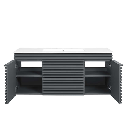 Modway Outlet Render 48" Wall-Mount Bathroom Vanity by Modway  Bathroom Furniture Gray White - EEI-5801-GRY-WHI