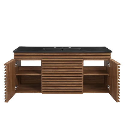 Modway - Render 48" Wall-Mount Bathroom Vanity by Modway  Bathroom Vanities Black - EEI-5801-WAL-BLK