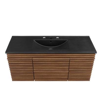 Modway - Render 48" Wall-Mount Bathroom Vanity by Modway  Bathroom Vanities Black - EEI-5801-WAL-BLK