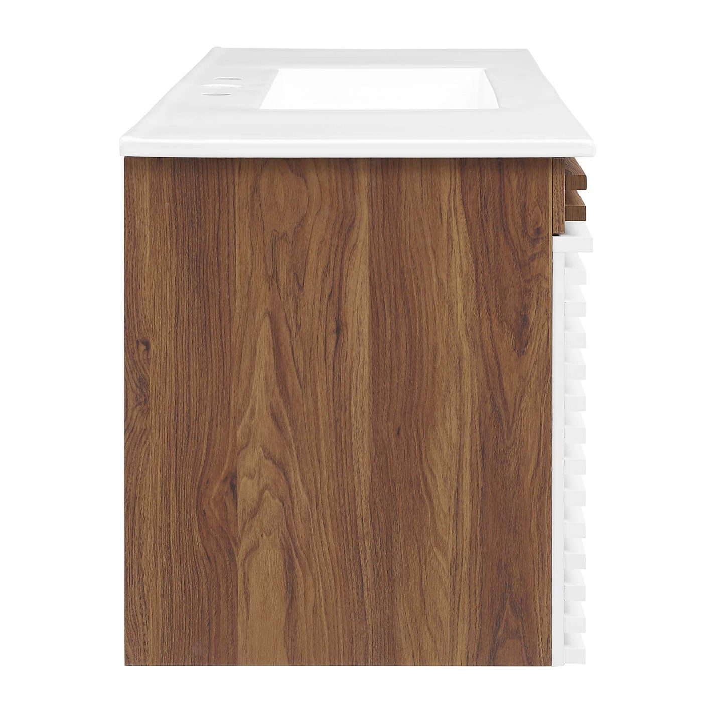Modway Outlet Render 48" Wall-Mount Bathroom Vanity by Modway  Bathroom Furniture White Walnut White - EEI-5801-WHI-WAL-WHI
