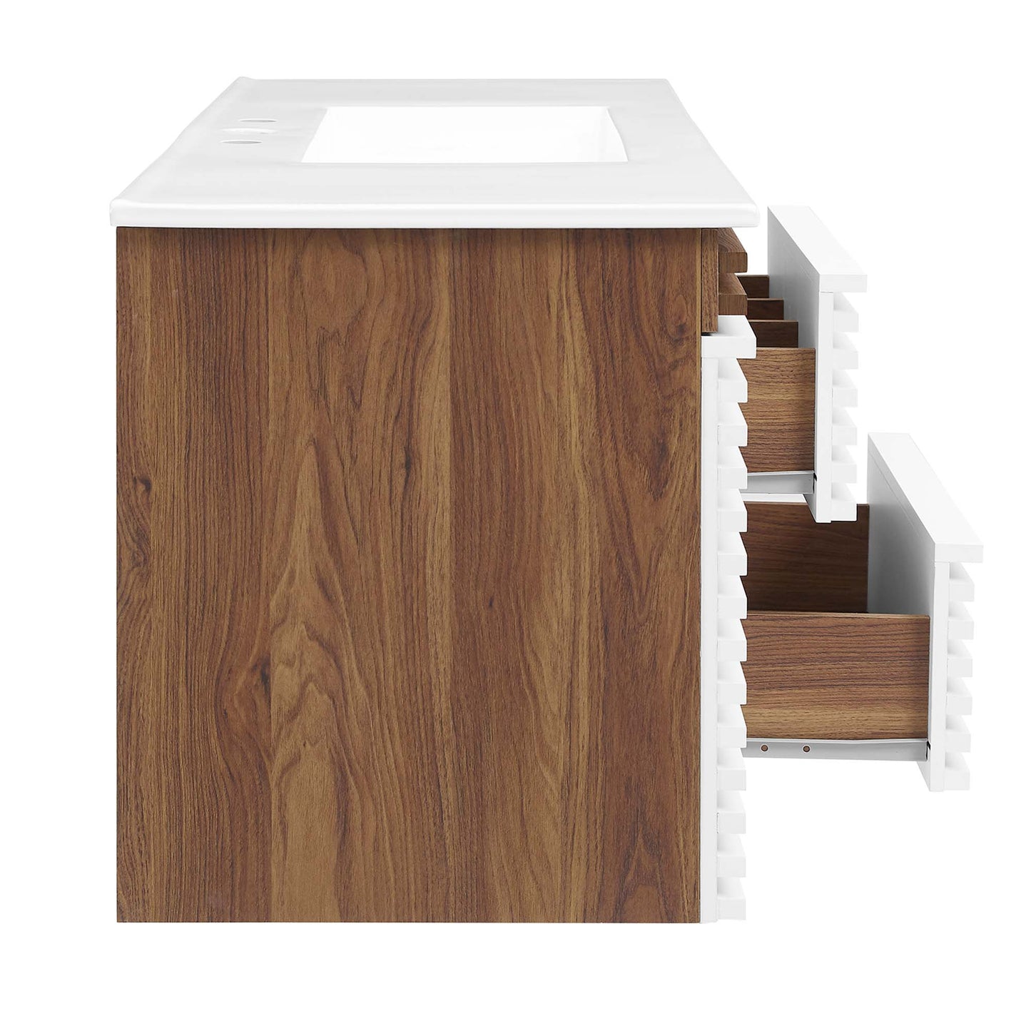 Modway Outlet Render 48" Wall-Mount Bathroom Vanity by Modway  Bathroom Furniture White Walnut White - EEI-5801-WHI-WAL-WHI