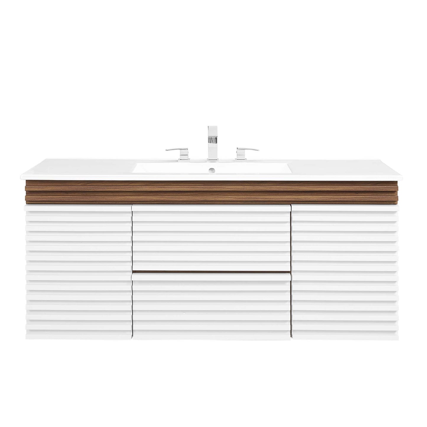 Modway Outlet Render 48" Wall-Mount Bathroom Vanity by Modway  Bathroom Furniture White Walnut White - EEI-5801-WHI-WAL-WHI