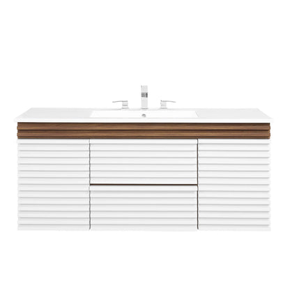 Modway Outlet Render 48" Wall-Mount Bathroom Vanity by Modway  Bathroom Furniture White Walnut White - EEI-5801-WHI-WAL-WHI