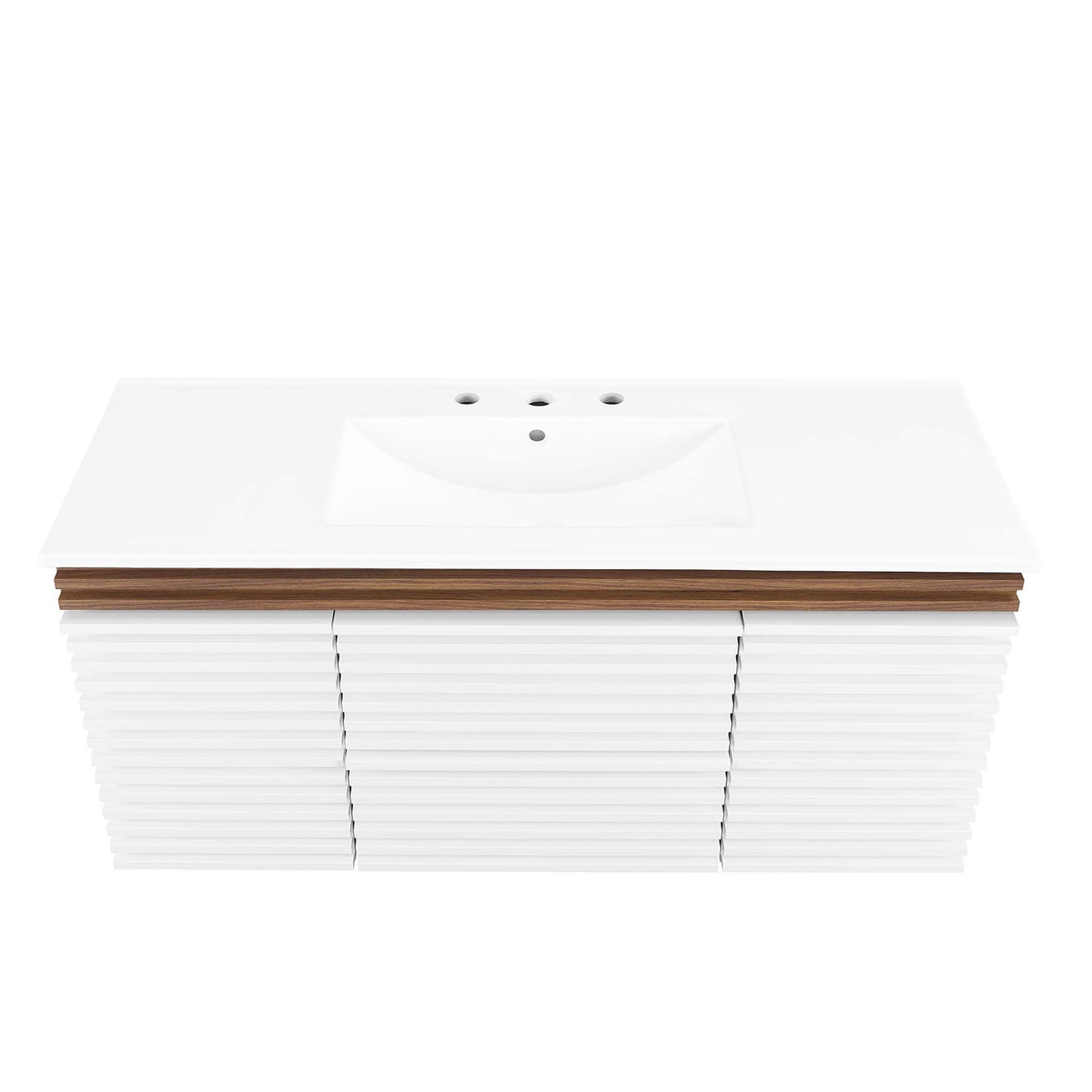 Modway Outlet Render 48" Wall-Mount Bathroom Vanity by Modway  Bathroom Furniture White Walnut White - EEI-5801-WHI-WAL-WHI