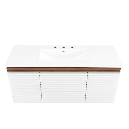 Modway Outlet Render 48" Wall-Mount Bathroom Vanity by Modway  Bathroom Furniture White Walnut White - EEI-5801-WHI-WAL-WHI