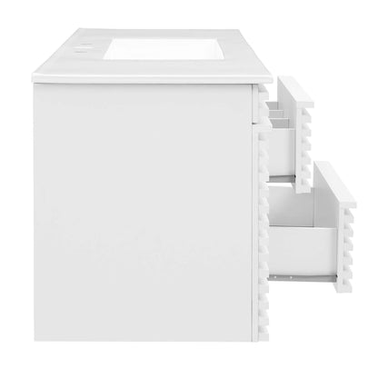 Modway Outlet Render 48" Wall-Mount Bathroom Vanity by Modway  Bathroom Furniture White White - EEI-5801-WHI-WHI