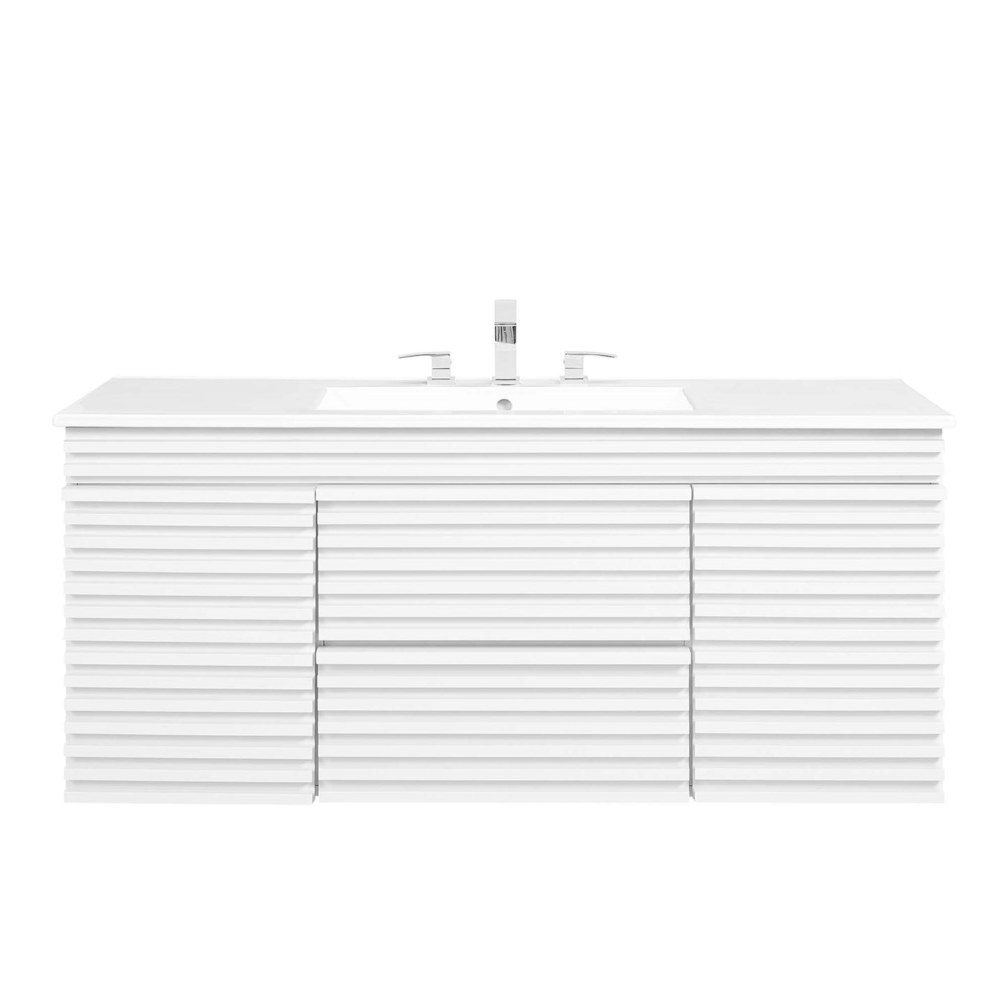 Modway Outlet Render 48" Wall-Mount Bathroom Vanity by Modway  Bathroom Furniture White White - EEI-5801-WHI-WHI