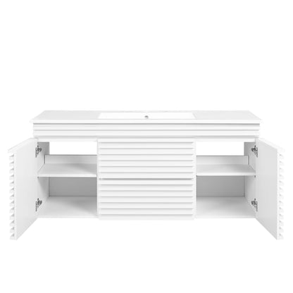 Modway Outlet Render 48" Wall-Mount Bathroom Vanity by Modway  Bathroom Furniture White White - EEI-5801-WHI-WHI
