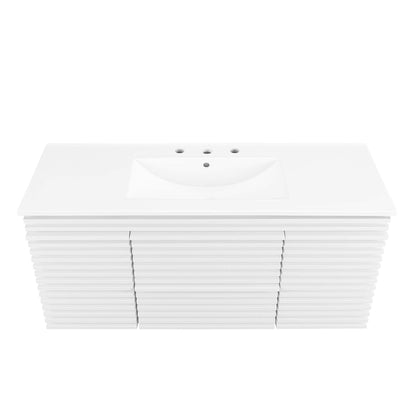 Modway Outlet Render 48" Wall-Mount Bathroom Vanity by Modway  Bathroom Furniture White White - EEI-5801-WHI-WHI