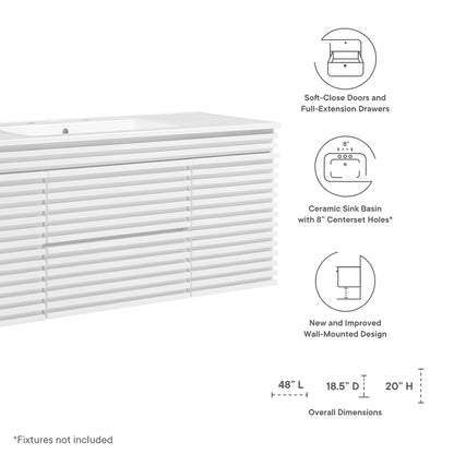 Modway Outlet Render 48" Wall-Mount Bathroom Vanity by Modway  Bathroom Furniture White White - EEI-5801-WHI-WHI