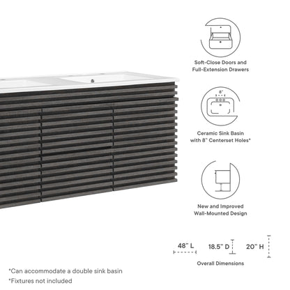 Modway Outlet Render 48" Wall-Mount Bathroom Vanity by Modway  Bathroom Furniture Charcoal White - EEI-5802-CHA-WHI