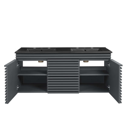 Modway Outlet Render 48" Wall-Mount Bathroom Vanity by Modway  Bathroom Furniture Gray Black - EEI-5802-GRY-BLK