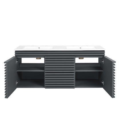 Modway Outlet Render 48" Wall-Mount Bathroom Vanity by Modway  Bathroom Furniture Gray White - EEI-5802-GRY-WHI