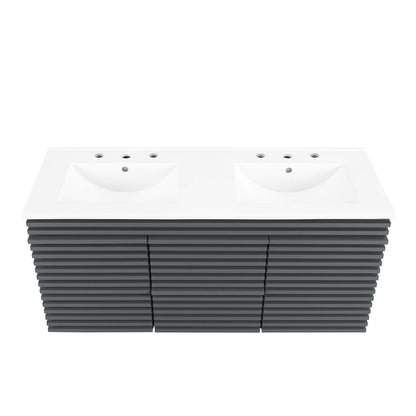 Modway Outlet Render 48" Wall-Mount Bathroom Vanity by Modway  Bathroom Furniture Gray White - EEI-5802-GRY-WHI