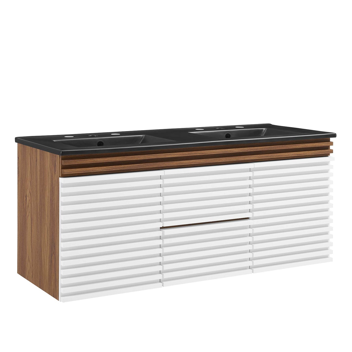 Modway Outlet Render 48" Wall-Mount Bathroom Vanity by Modway  Bathroom Furniture White Walnut Black - EEI-5802-WHI-WAL-BLK