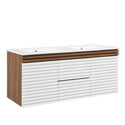 Modway Outlet Render 48" Wall-Mount Bathroom Vanity by Modway  Bathroom Furniture White Walnut White - EEI-5802-WHI-WAL-WHI