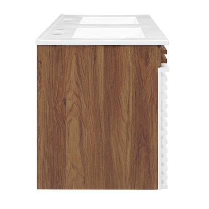 Modway Outlet Render 48" Wall-Mount Bathroom Vanity by Modway  Bathroom Furniture White Walnut White - EEI-5802-WHI-WAL-WHI