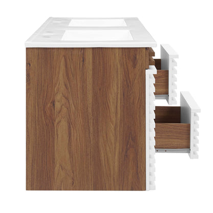 Modway Outlet Render 48" Wall-Mount Bathroom Vanity by Modway  Bathroom Furniture White Walnut White - EEI-5802-WHI-WAL-WHI