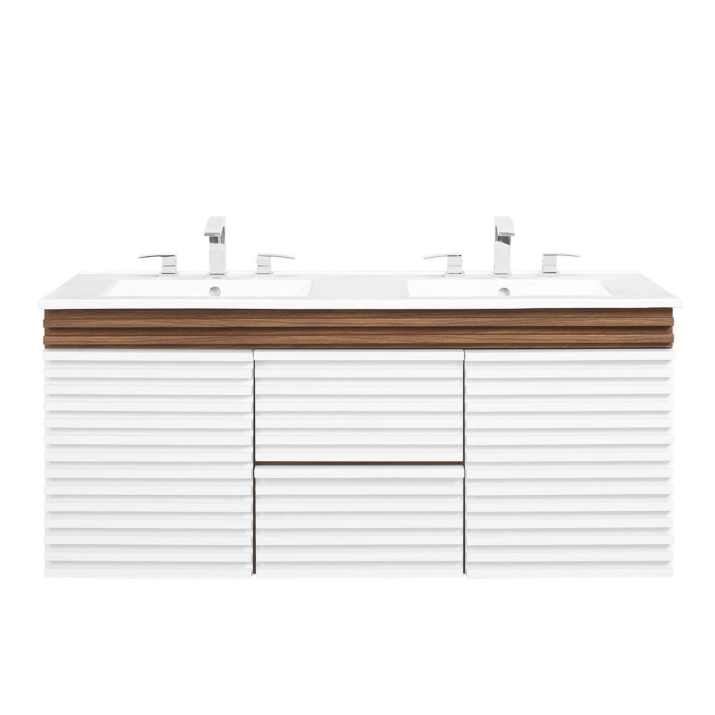 Modway Outlet Render 48" Wall-Mount Bathroom Vanity by Modway  Bathroom Furniture White Walnut White - EEI-5802-WHI-WAL-WHI