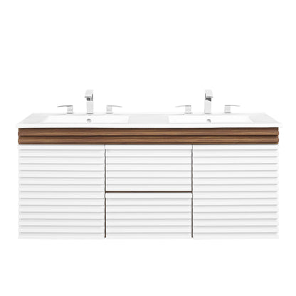 Modway Outlet Render 48" Wall-Mount Bathroom Vanity by Modway  Bathroom Furniture White Walnut White - EEI-5802-WHI-WAL-WHI