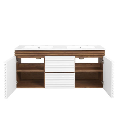 Modway Outlet Render 48" Wall-Mount Bathroom Vanity by Modway  Bathroom Furniture White Walnut White - EEI-5802-WHI-WAL-WHI