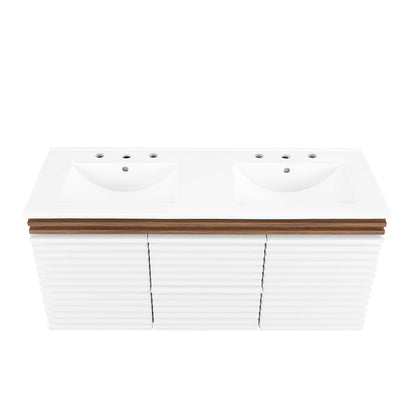Modway Outlet Render 48" Wall-Mount Bathroom Vanity by Modway  Bathroom Furniture White Walnut White - EEI-5802-WHI-WAL-WHI