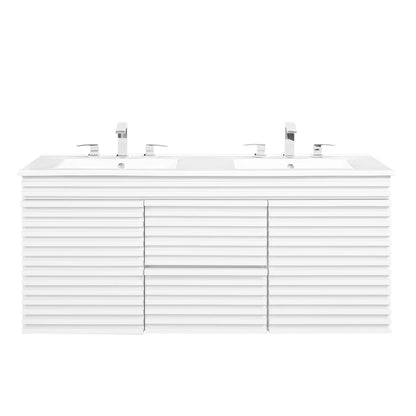 Modway Outlet Render 48" Wall-Mount Bathroom Vanity by Modway  Bathroom Furniture White White - EEI-5802-WHI-WHI