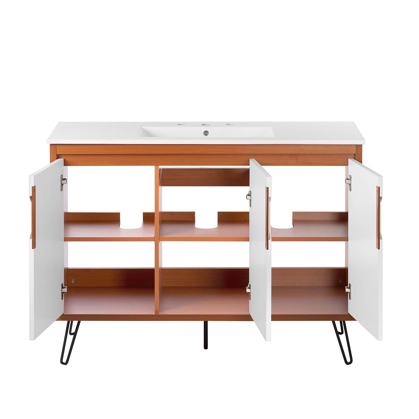 Modway Outlet Energize 48" Bathroom Vanity by Modway  Bathroom Furniture Cherry White White - EEI-5806-CHE-WHI-WHI