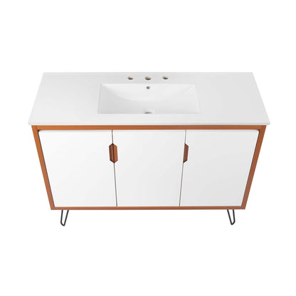 Modway Outlet Energize 48" Bathroom Vanity by Modway  Bathroom Furniture Cherry White White - EEI-5806-CHE-WHI-WHI