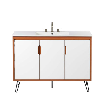 Modway Outlet Energize 48" Bathroom Vanity by Modway  Bathroom Furniture Cherry White White - EEI-5806-CHE-WHI-WHI