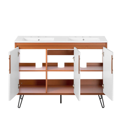 Modway Outlet Energize 48" Double Sink Bathroom Vanity by Modway  Bathroom Furniture Cherry White White - EEI-5807-CHE-WHI-WHI