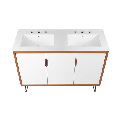 Modway Outlet Energize 48" Double Sink Bathroom Vanity by Modway  Bathroom Furniture Cherry White White - EEI-5807-CHE-WHI-WHI