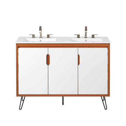 Modway Outlet Energize 48" Double Sink Bathroom Vanity by Modway  Bathroom Furniture Cherry White White - EEI-5807-CHE-WHI-WHI