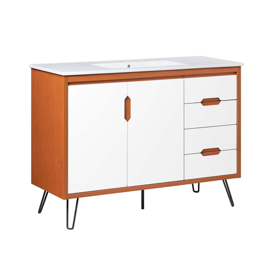 Modway Outlet Energize 48" Bathroom Vanity by Modway  Bathroom Furniture Cherry White White - EEI-5808-CHE-WHI-WHI