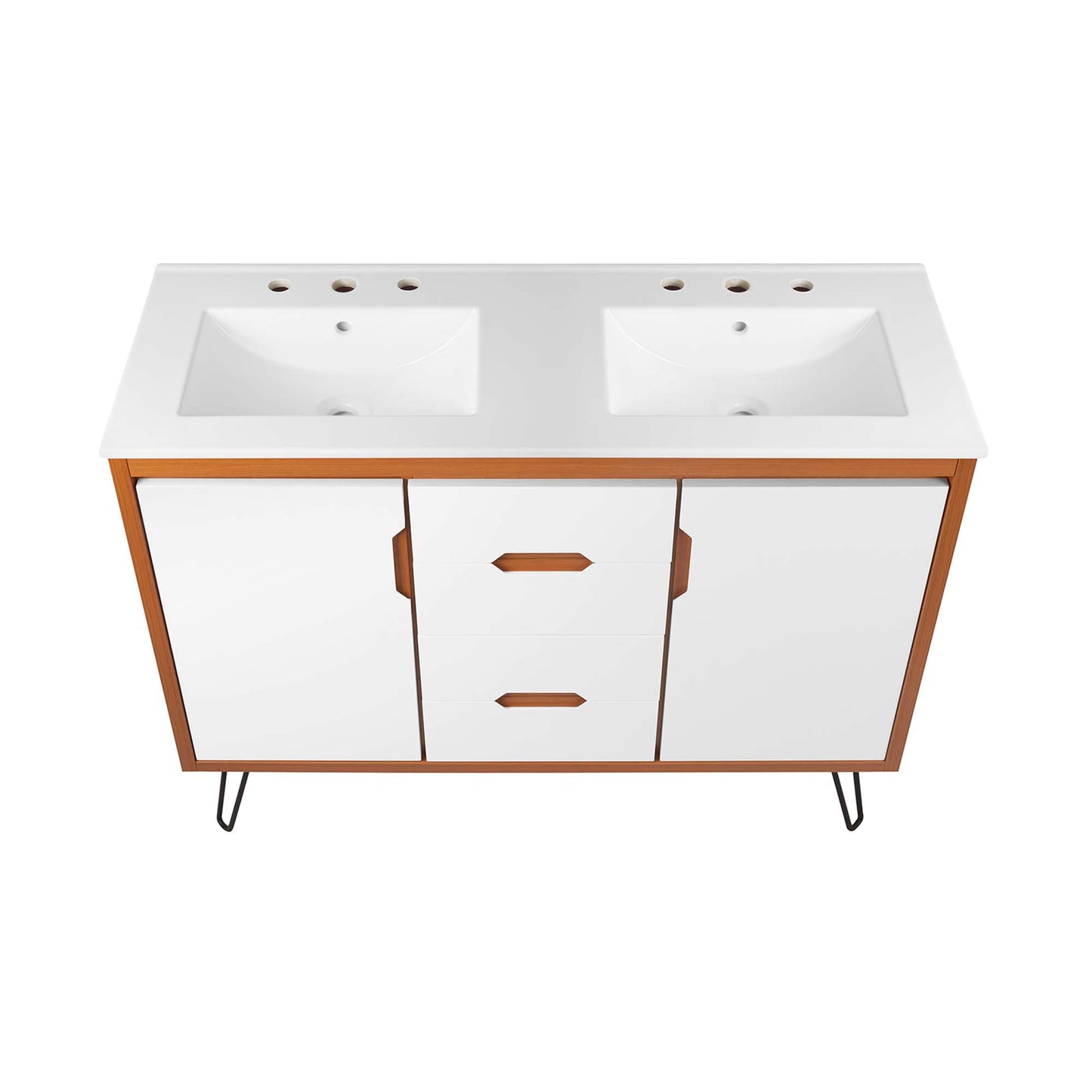 Modway Outlet Energize 48" Double Sink Bathroom Vanity by Modway  Bathroom Furniture Cherry White White - EEI-5809-CHE-WHI-WHI