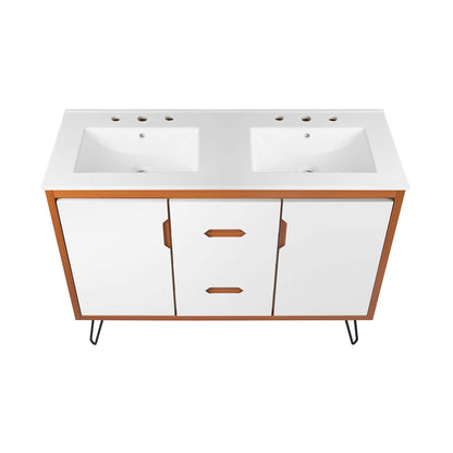 Modway Outlet Energize 48" Double Sink Bathroom Vanity by Modway  Bathroom Furniture Cherry White White - EEI-5809-CHE-WHI-WHI