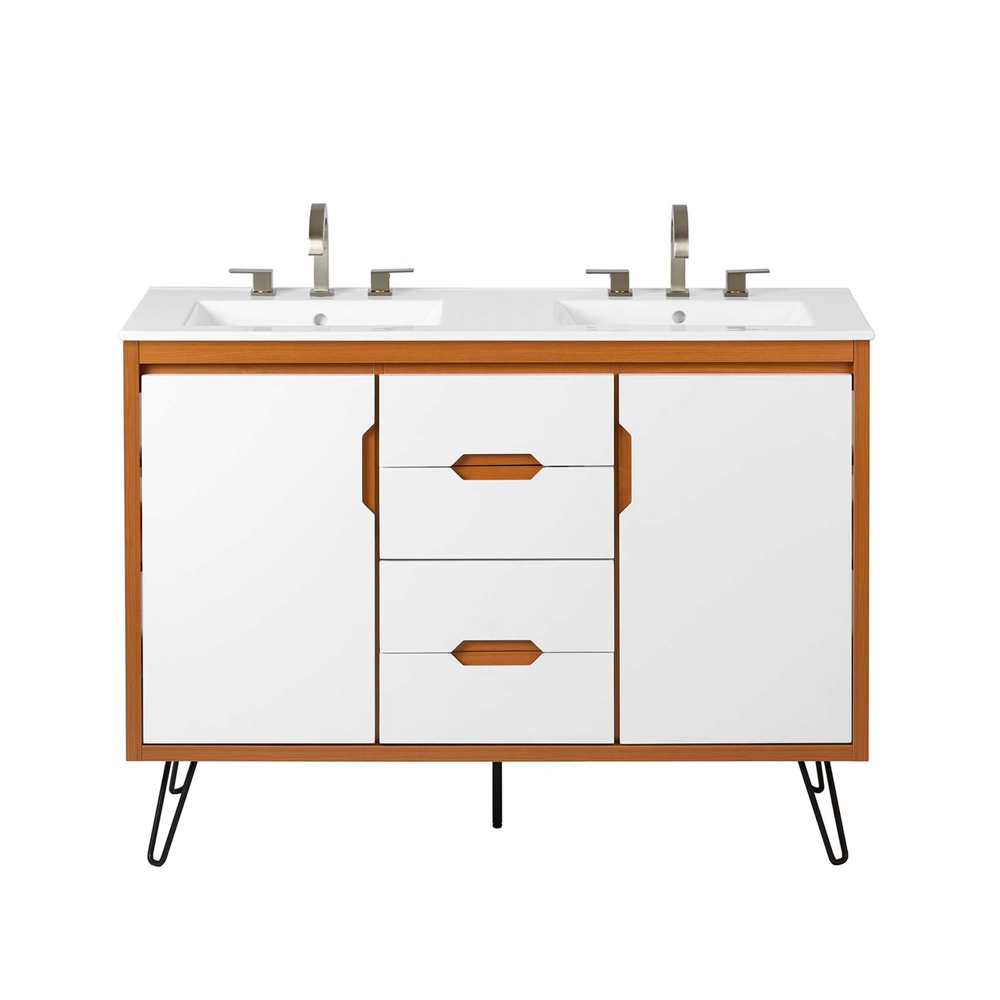 Modway Outlet Energize 48" Double Sink Bathroom Vanity by Modway  Bathroom Furniture Cherry White White - EEI-5809-CHE-WHI-WHI