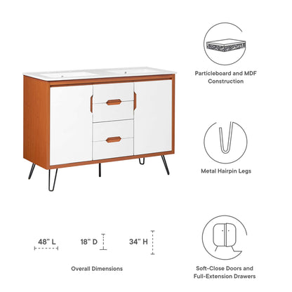 Modway Outlet Energize 48" Double Sink Bathroom Vanity by Modway  Bathroom Furniture Cherry White White - EEI-5809-CHE-WHI-WHI