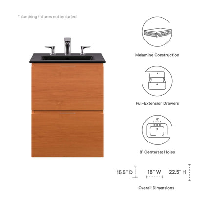 Modway Outlet Scenic 18" Wall-Mount Bathroom Vanity by Modway  Bathroom Furniture Cherry Black - EEI-5810-CHE-BLK