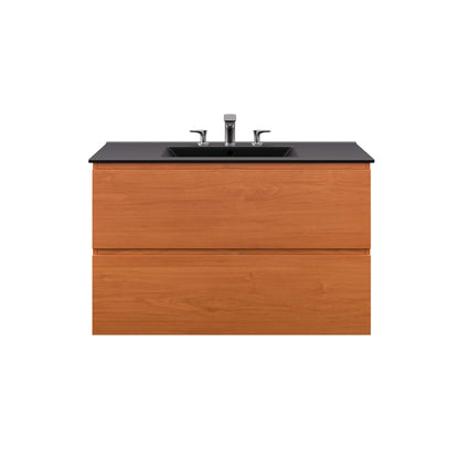 Modway Outlet Scenic 36" Wall-Mount Bathroom Vanity by Modway  Bathroom Furniture Cherry Black - EEI-5813-CHE-BLK