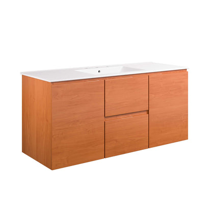 Modway Outlet Scenic 48" Wall-Mount Bathroom Vanity by Modway  Bathroom Furniture Cherry White - EEI-5814-CHE-WHI