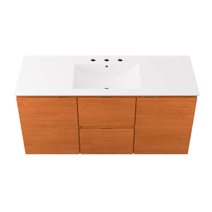 Modway Outlet Scenic 48" Wall-Mount Bathroom Vanity by Modway  Bathroom Furniture Cherry White - EEI-5814-CHE-WHI