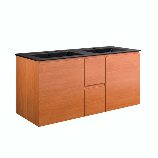 Modway Outlet Scenic 48" Double Wall-Mount Bathroom Vanity by Modway  Bathroom Furniture Cherry Black - EEI-5815-CHE-BLK