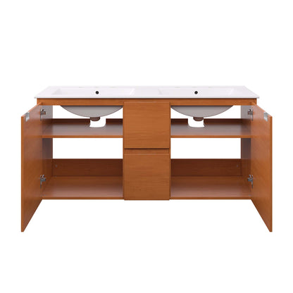 Modway Outlet Scenic 48" Double Wall-Mount Bathroom Vanity by Modway  Bathroom Furniture Cherry White - EEI-5815-CHE-WHI