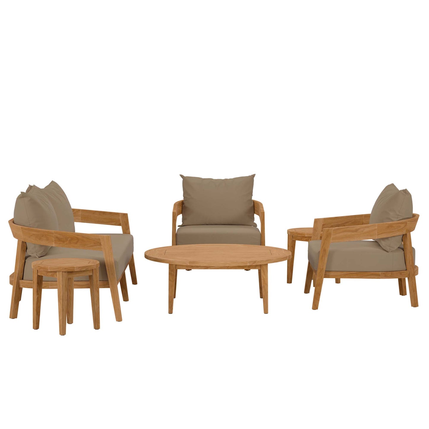Modway - Brisbane 6-Piece Teak Wood Outdoor Patio Set by Modway  Outdoor Furniture Sofa Sectionals Brown - EEI-5833-NAT-LBR