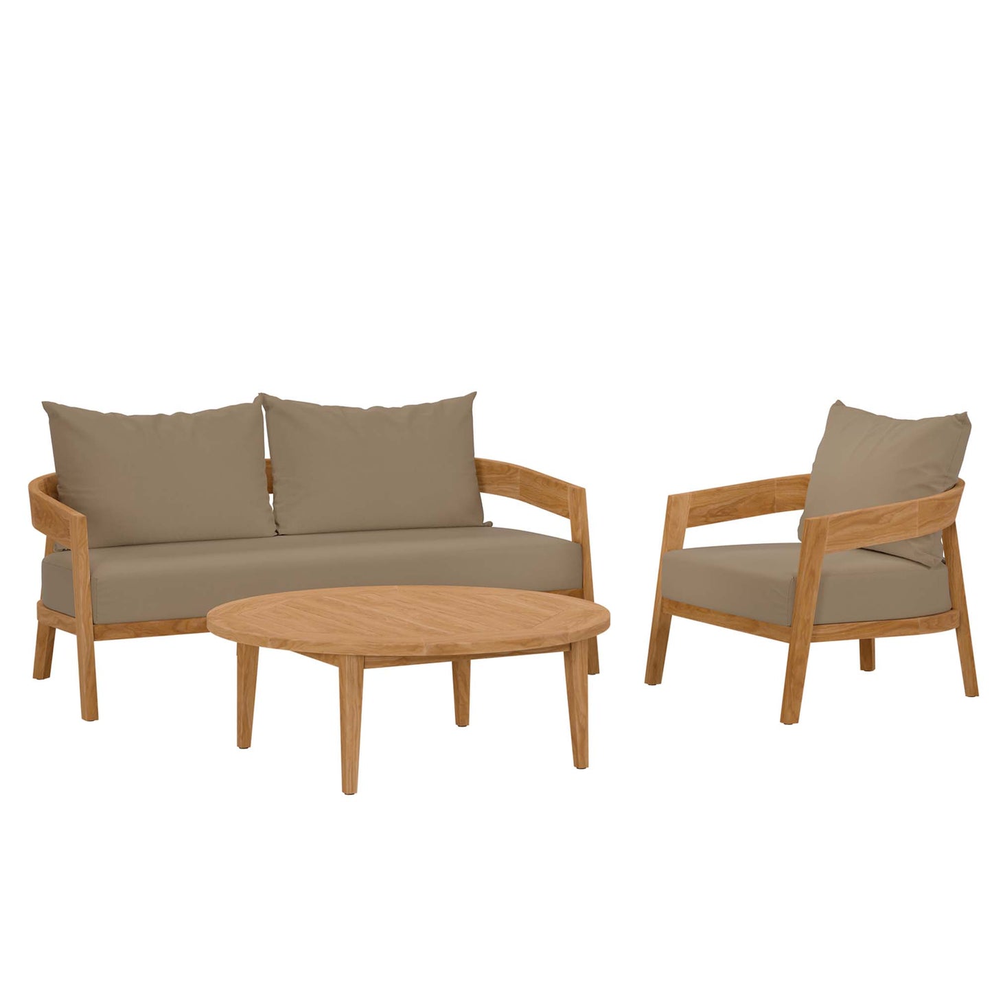 Modway - Brisbane 3-Piece Teak Wood Outdoor Patio Set by Modway  Outdoor Furniture Sofa Sectionals Brown - EEI-5834-NAT-LBR