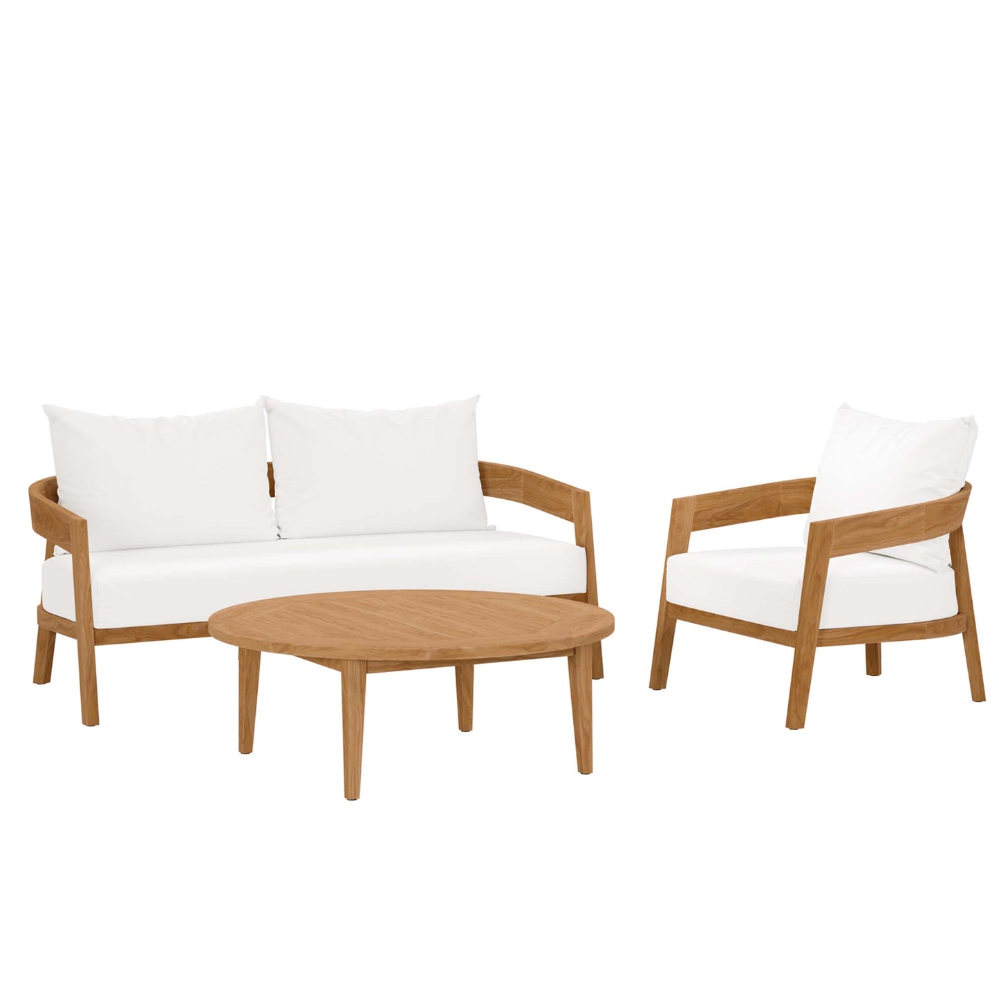 Modway - Brisbane 3-Piece Teak Wood Outdoor Patio Set by Modway  Outdoor Furniture Sofa Sectionals White - EEI-5834-NAT-WHI