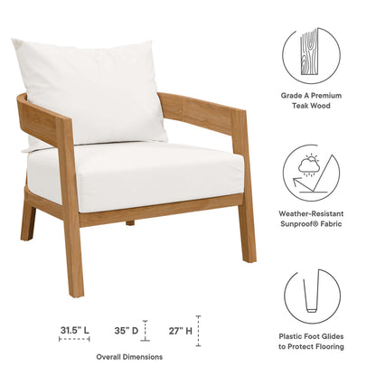 Modway - Brisbane 3-Piece Teak Wood Outdoor Patio Set by Modway  Outdoor Furniture Sofa Sectionals White - EEI-5834-NAT-WHI