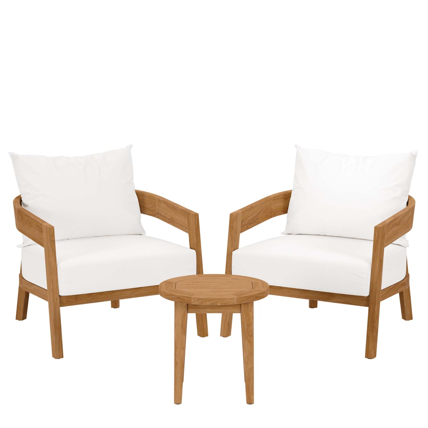 Modway - Brisbane 3-Piece Teak Wood Outdoor Patio Set by Modway  Outdoor Furniture Sofa Sectionals White - EEI-5835-NAT-WHI
